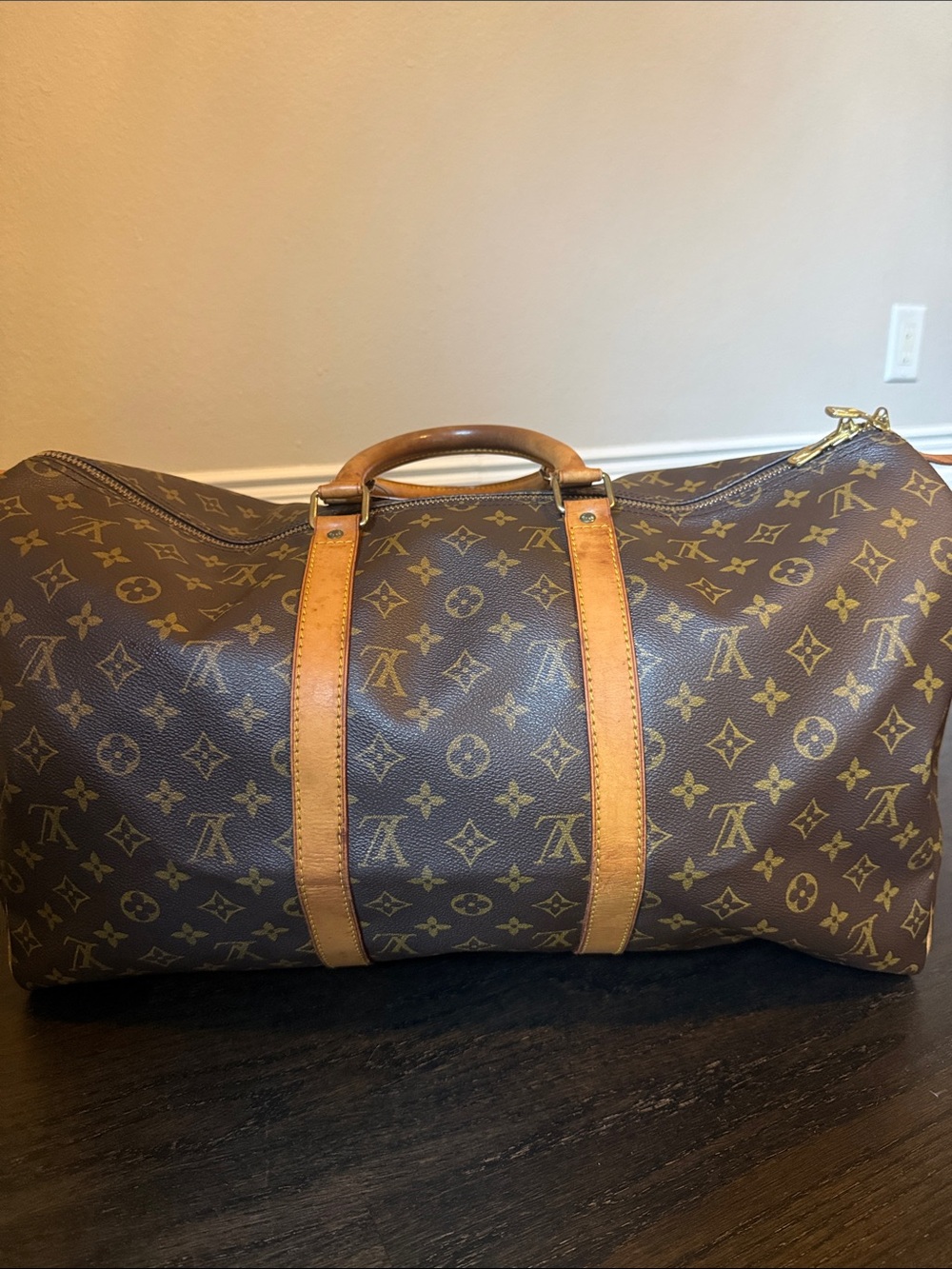 Louis Vuitton Brown Monogram Keepall 50 Travel Duffel Bag